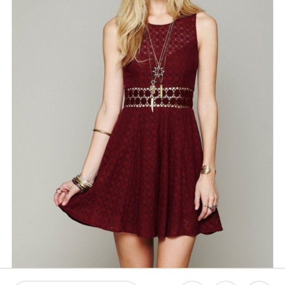 Free People Lace Eyelet Sheer Panel Flowy Dress - Picture 9 of 10